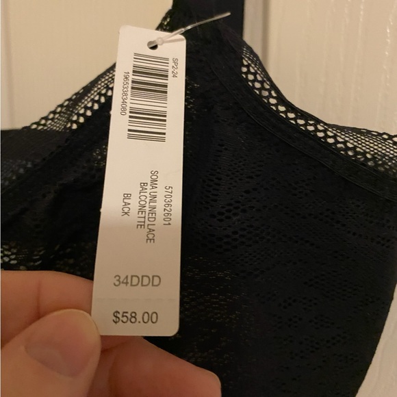 NWT Soma Unlined Balconette Bra with Stretch Lace size 34DDD - Picture 8 of 9